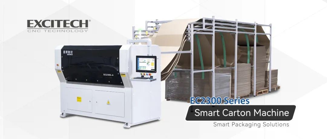 Mesin pemotong kotak kadbod EXCITECH EC2300 untuk pembungkusan pesanan perabot.